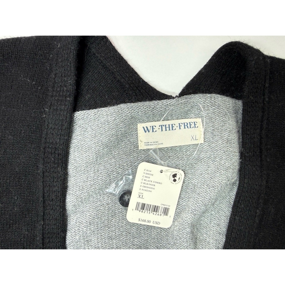 We The Free People Essential Cardi‎ Oversized Cardigan XL Black & Grey NWT - Picture 5 of 10
